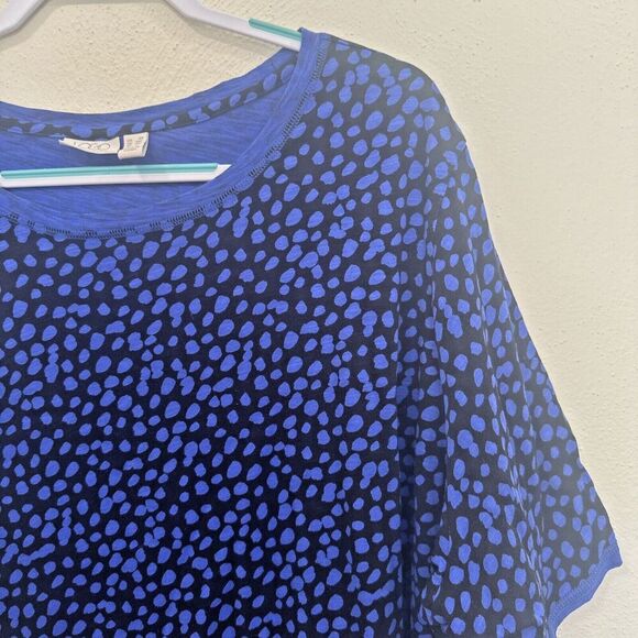 LOGO Lori Goldstein Perina Spotted Printed Tee T-Shirt Plus Size 4X Blue S/S - Picture 1 of 8